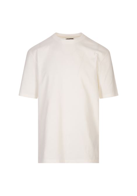 T-Shirt A Maniche Corte In Cotone Bianco Cocco Con Logo JIL SANDER | J22GC0189-J46219104